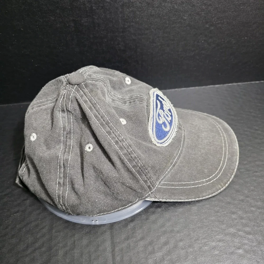 Ford Hat Cap Strap Back Faded Grey Blue Logo Patch Mens Baseball Cap‎
